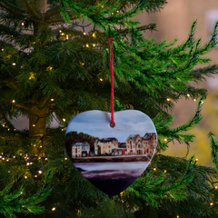 Donegal Ceramic Christmas Tree  Heart Decorations. Ramelton Town.