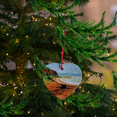 Donegal Ceramic Christmas Tree  Heart Decorations. Rathmullan Beach.