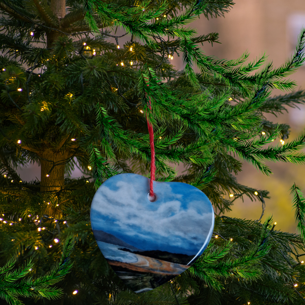 Donegal Ceramic Christmas Tree  Heart Decorations. Drumnacraig Beach
