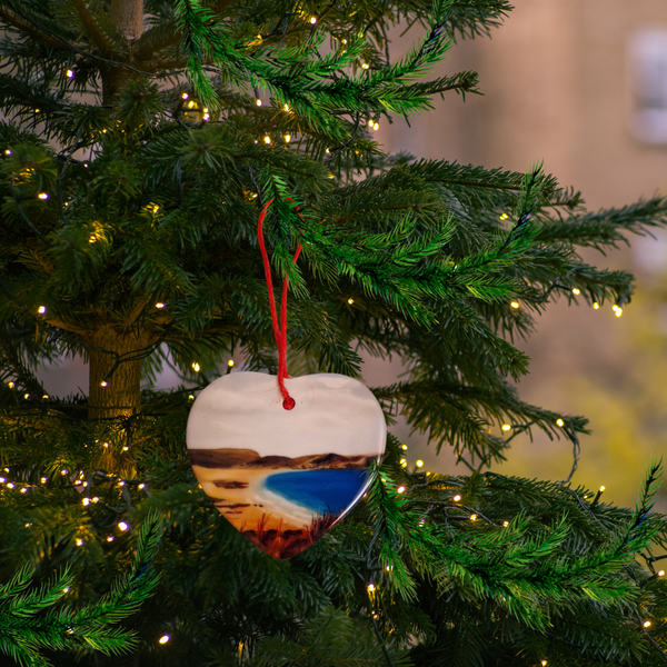 Donegal Ceramic Christmas Tree  Heart Decorations. Warden Beach.