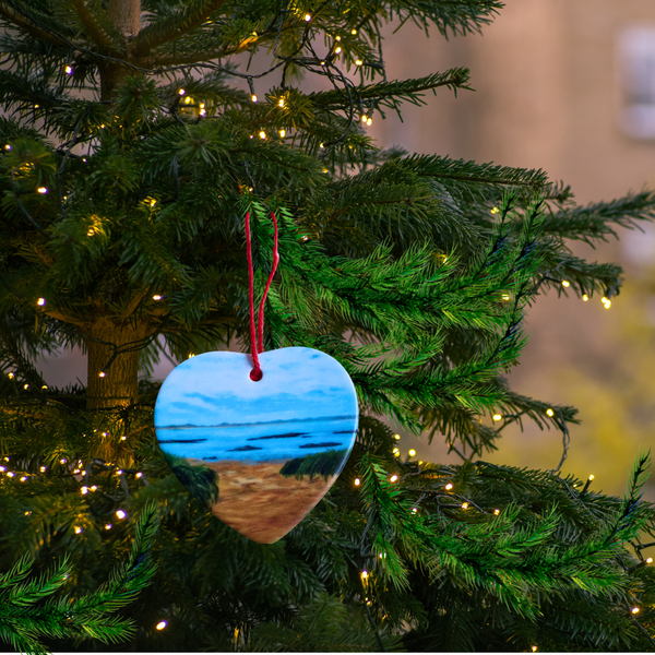Donegal Ceramic Christmas Tree  Heart Decorations. White Shore.