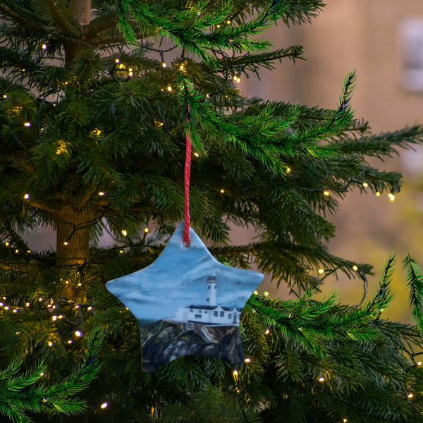 Donegal Ceramic  Christmas Tree  Star Decorations.  Fanad Lighthouse.