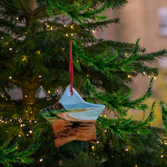 Donegal  Ceramic Christmas Tree  Star Decorations.  Rathmullan Beach.