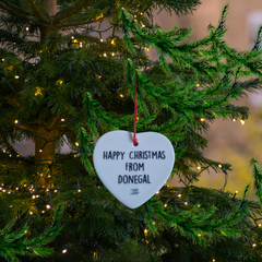 Donegal Ceramic Christmas Tree  Heart Decorations. Rathmullan Beach.