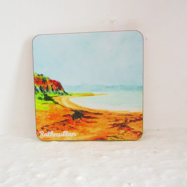 Wooden Fridge Magnet of Rathmullan Beach,  C.o. Donegal, Ireland.