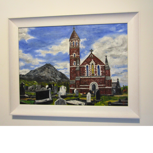 Oil Painting of Church of the Sacred Heart in Dunlewey, Gweedore, C.o. Donegal, Ireland.