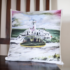 Cushion Fanad Lighthouse in the Snow  Fanad, C.o. Donegal, Ireland.