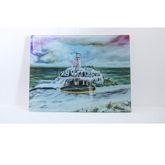 Glass Chopping board Fanad Lighthouse in the Snow, C.o. Donegal, Ireland.