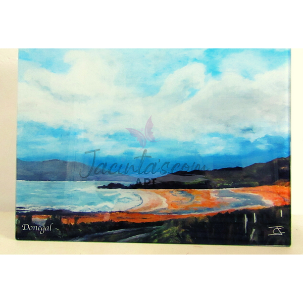 Glass Chopping Board of Drumnacraig Beach Fanad Co Donegal Ireland.