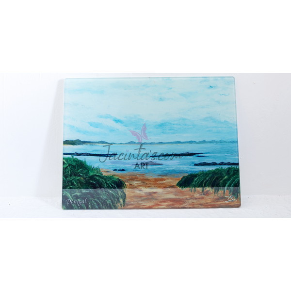 Glass Chopping Board White Shore ,C.o. Donegal, Ireland.