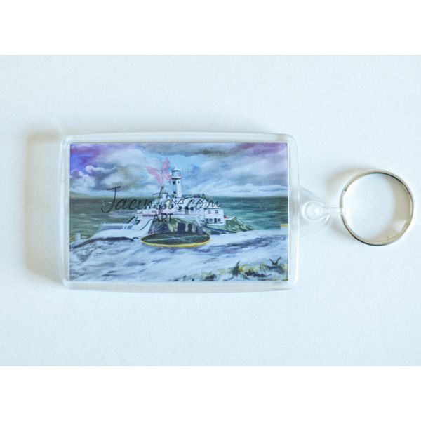 Keyring  plastic of Fanad Lighthouse in the snow