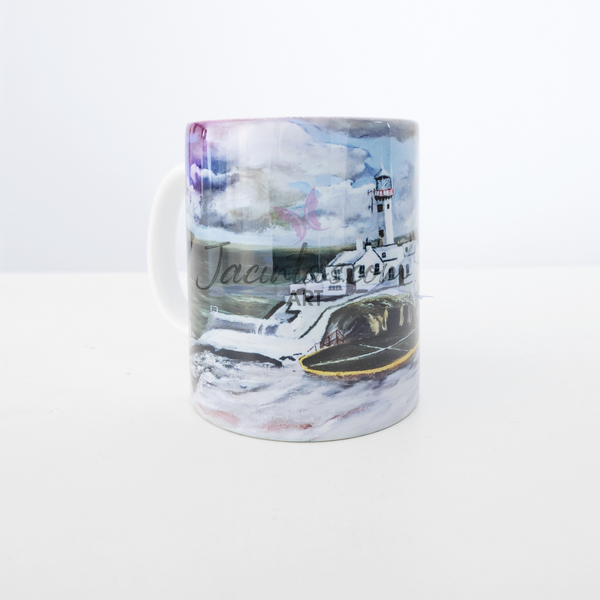 Mug. Fanad Lighthouse in the Snow  , C.o. Donegal, Ireland.