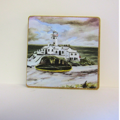 Wooden Fridge Magnets Fanad Lighthouse in The Snow, Fanad, C.o. Donegal, Ireland.