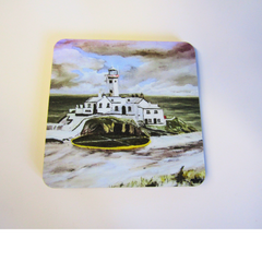 Coasters Wooden Fanad Lighthouse in The Snow, Fanad, C.o.Donegal, Ireland,