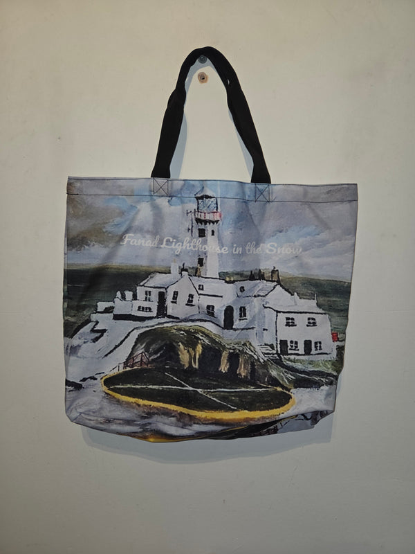 Donegal Tote Bag Fanad Lighthouse in the Snow C.o, Donegal, Ireland