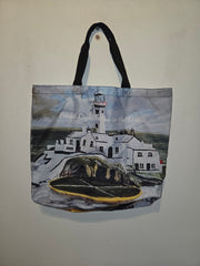 Donegal Tote Bag Fanad Lighthouse in the Snow C.o, Donegal, Ireland