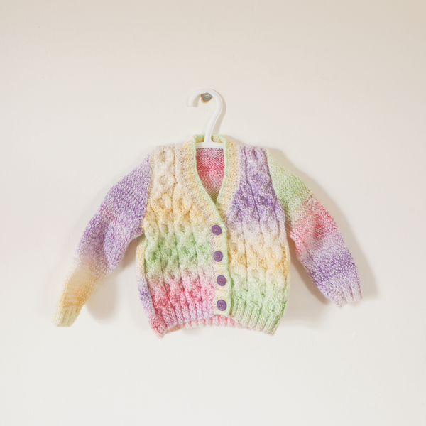 Hand Knitted Rainbow Baby Cardigan