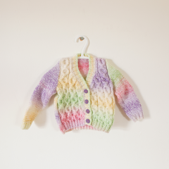 Hand Knitted Rainbow Baby Cardigan
